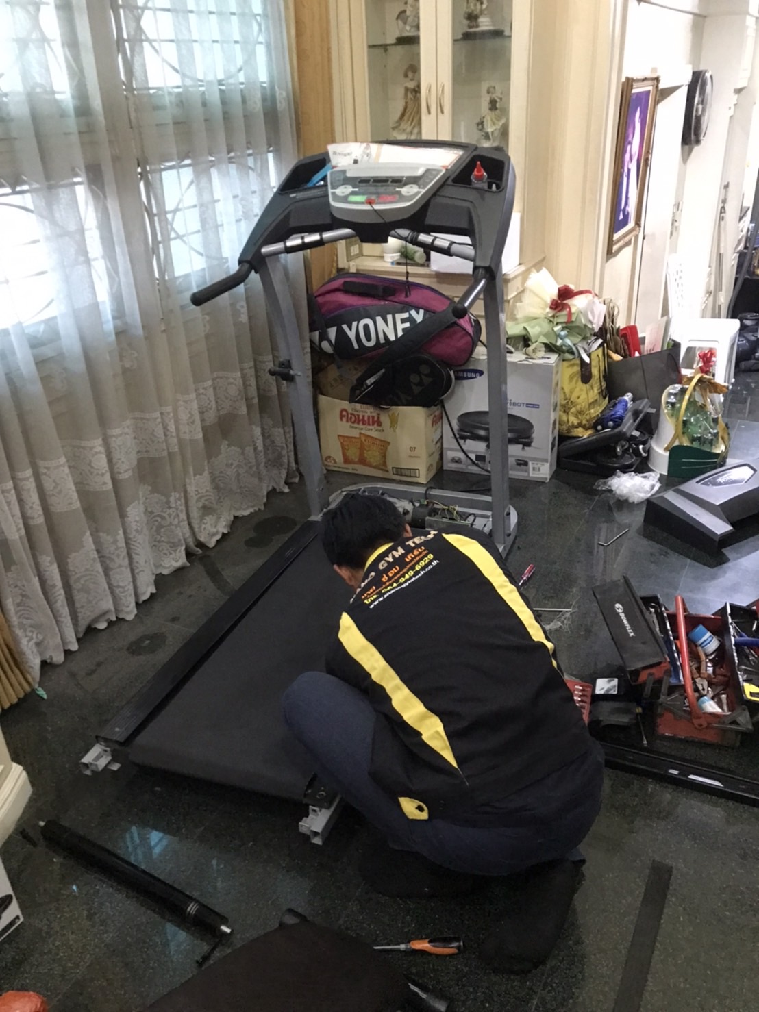 ผลงานเปลี่ยนสายพานลู่วิ่งไฟฟ้า อาการสายพานเสื่อมสภาพ โดย S.Nano Gym Tech